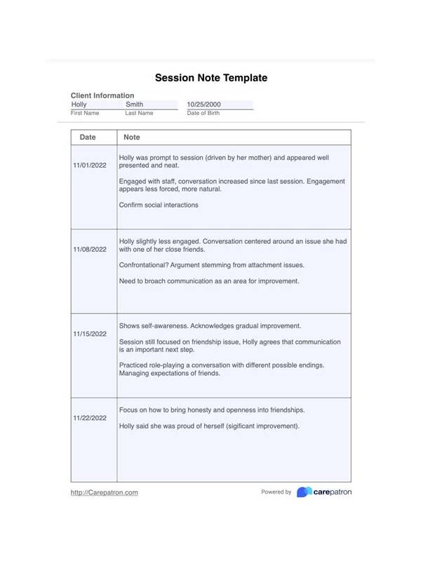 A Three-Column Rummy Session Note Template
