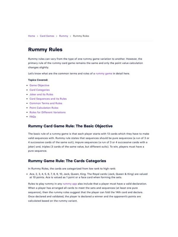 Rummy Table Rules for Chat, Audio, and Shared Screens