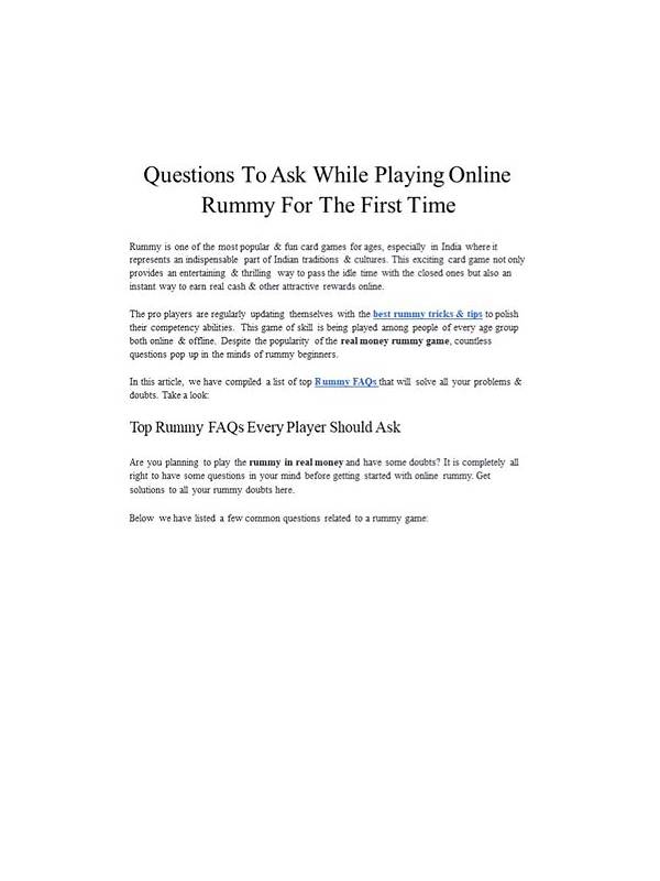 Rummy Withdrawal Questions to Answer First